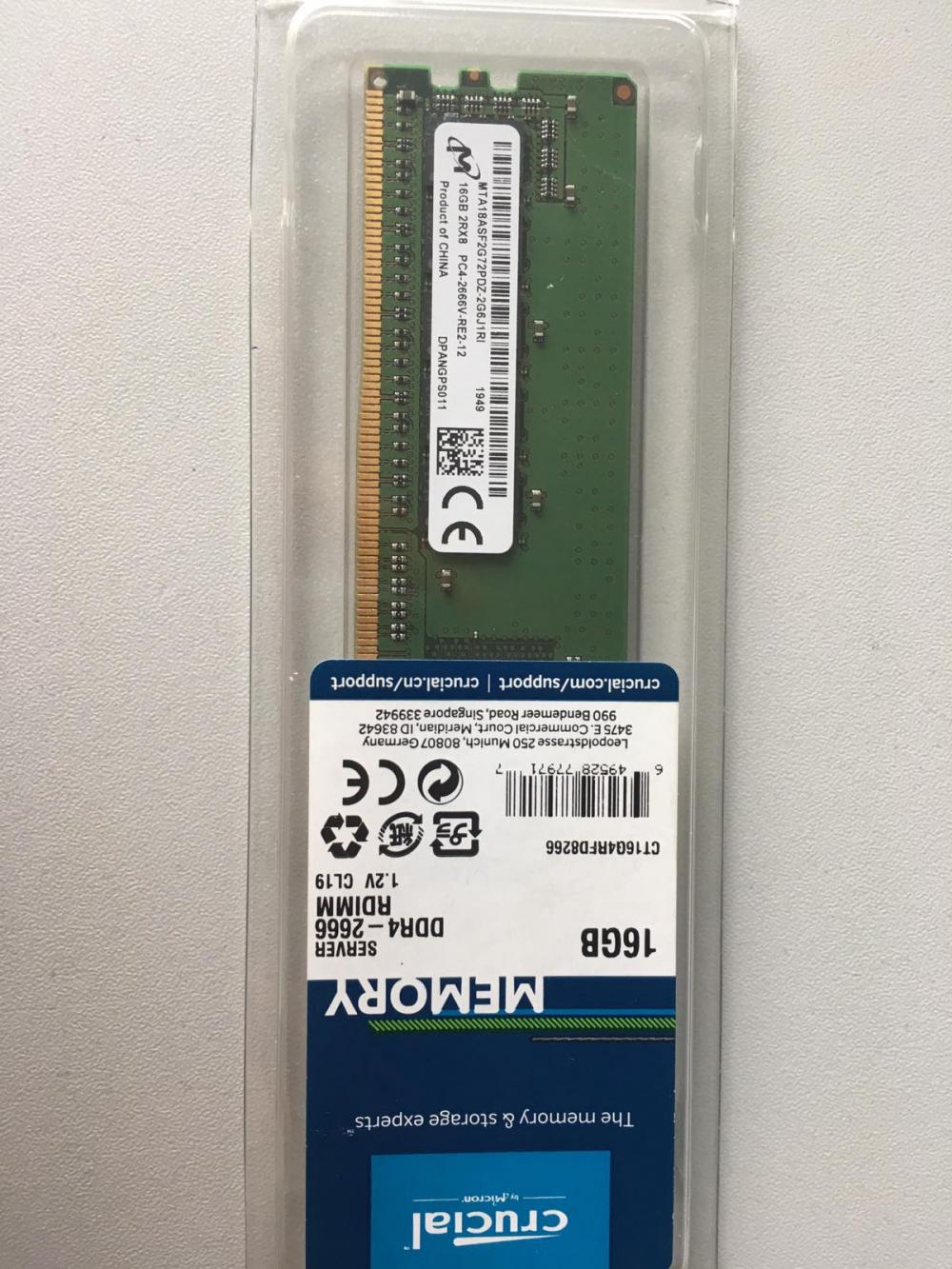 БУ Опер. память для сервера DDR4 16Gb Crucial CT16G4RFD8266 DDR4-2666 RDIMM 1.2V CL19