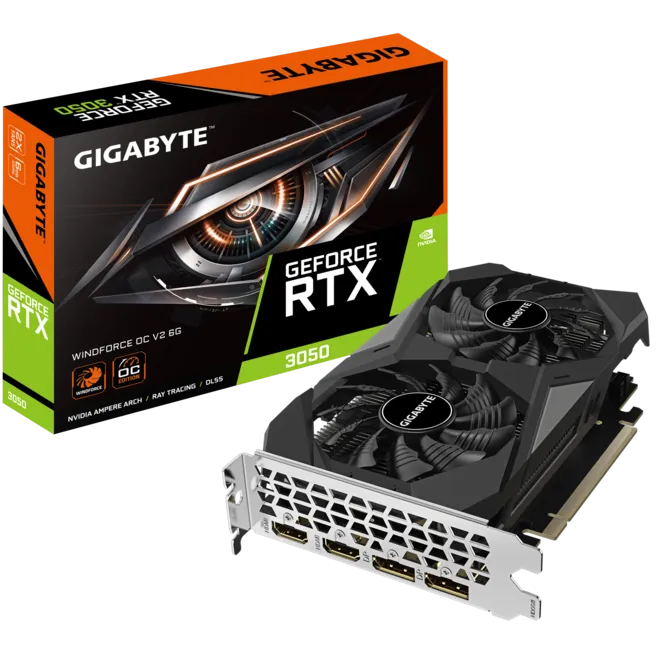 Видеокарта NVIDIA GeForce Gigabyte RTX 3050 WINDFORCE OC V2 6Gb GDDR6 HDMI+3xDP RTL