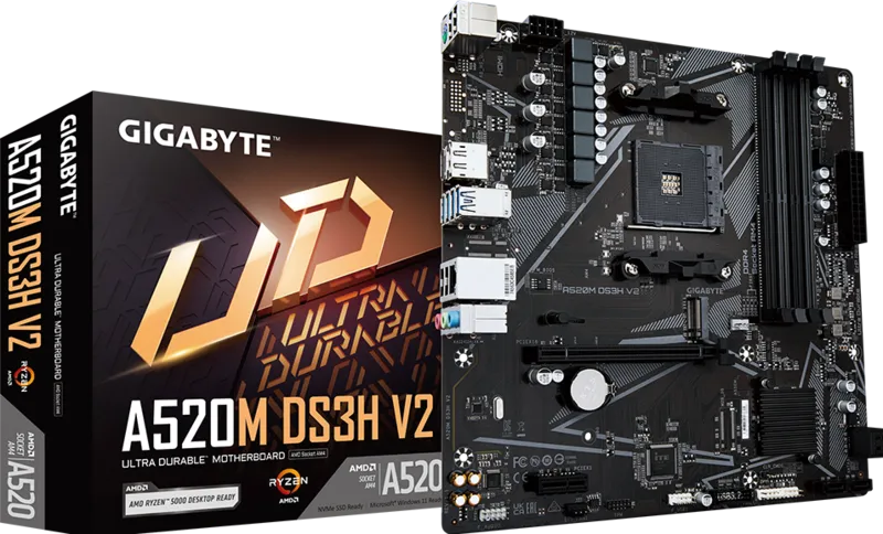 Материнская плата AM4 Gigabyte A520M DS3H V2