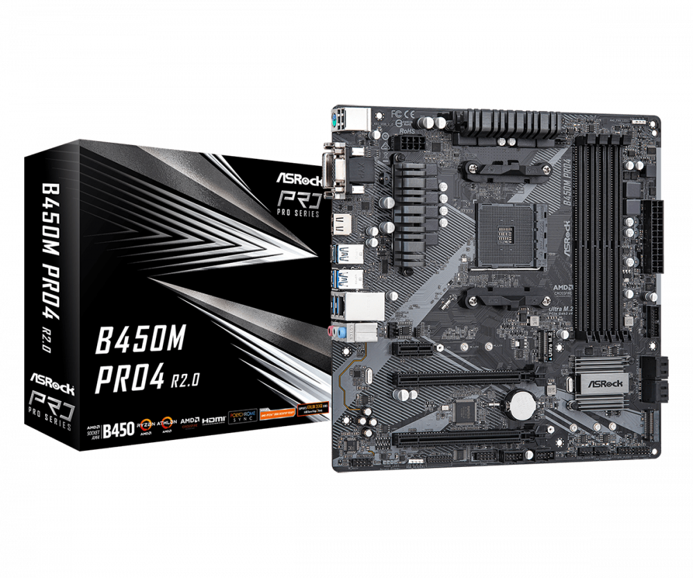 Материнская плата AM4 ASRock B450M PRO4 R2.0