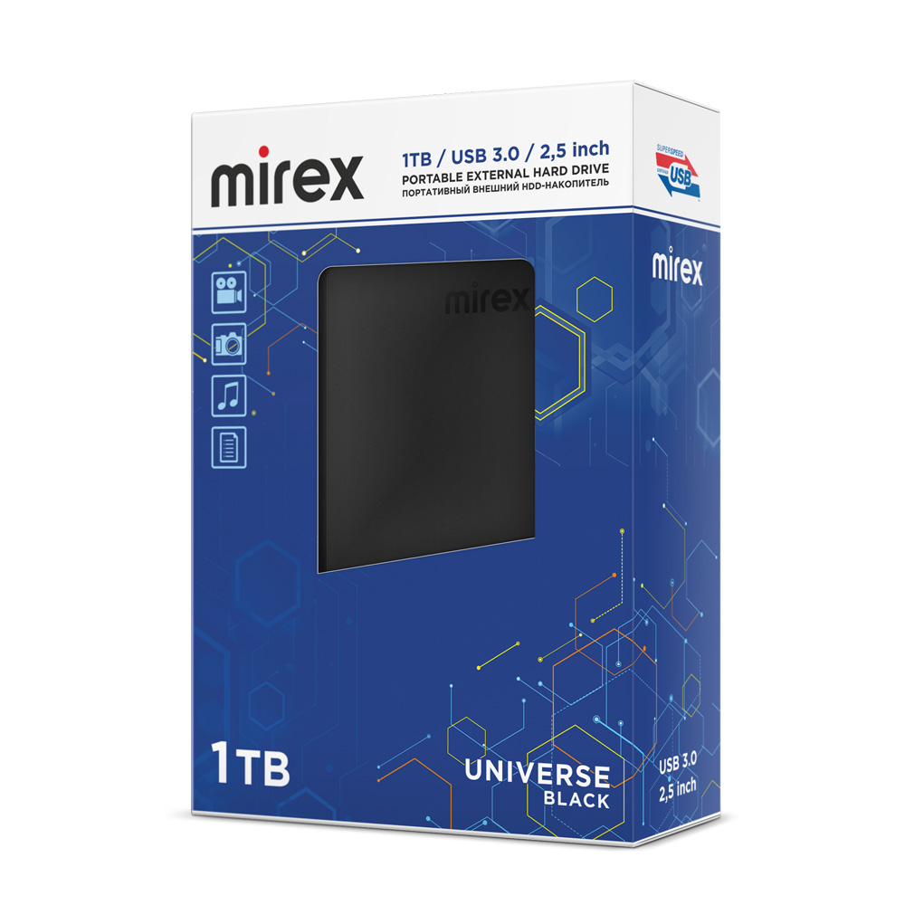 Внешний накопитель USB 2.5" 1Tb Mirex 1Tb Back