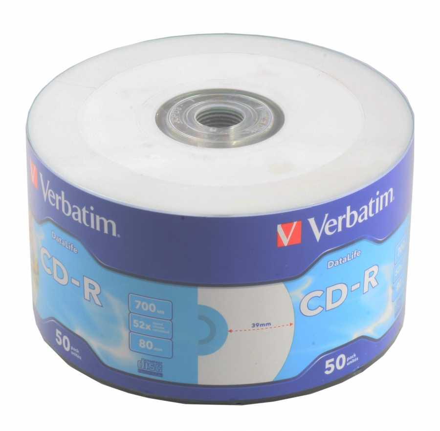 Диск CD-R Verbatim Printable 700Mb 52x, упаковка 50шт.